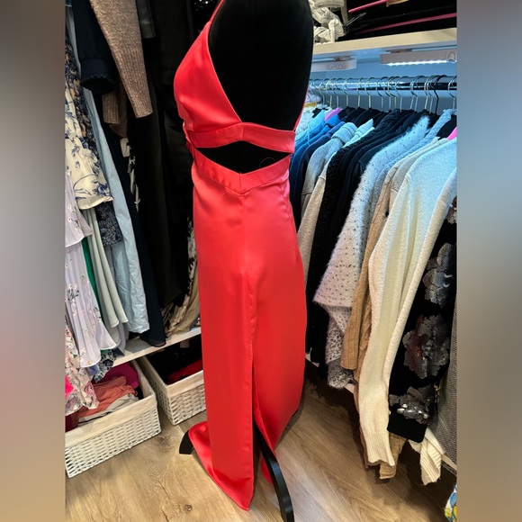 NWT. Zara Coral Pink Satin Effect Cut Out V-neck Midi Dress. Size XS. - Picture 12 of 12